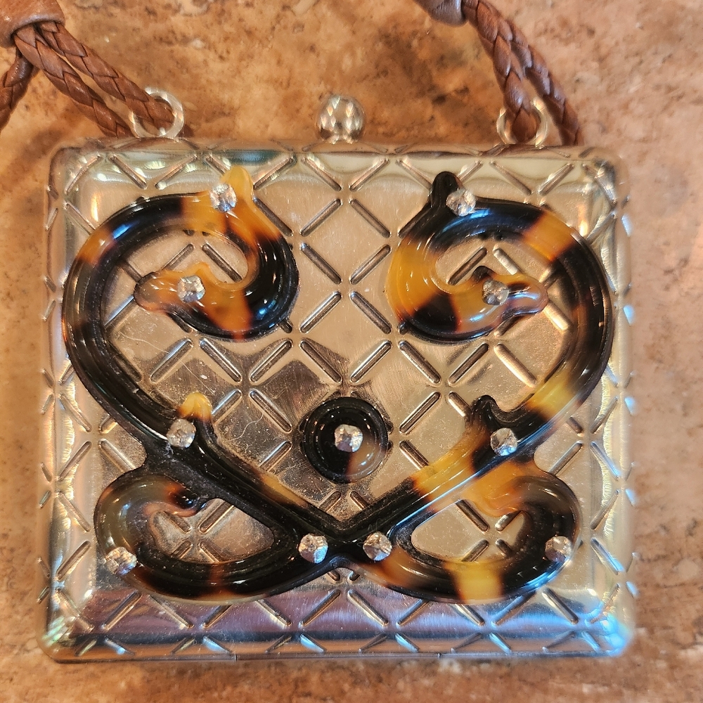 ** SOLD ** Bottega Veneta Sterling Silver Tortoise Shell & Leather Coin Purse